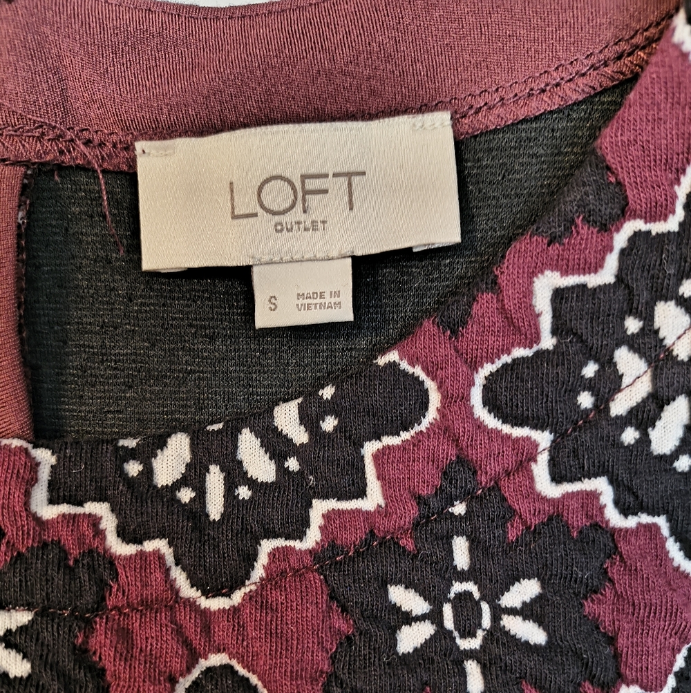 Loft Elegant Geometric Patterned Short Sleeve Dre… - image 2